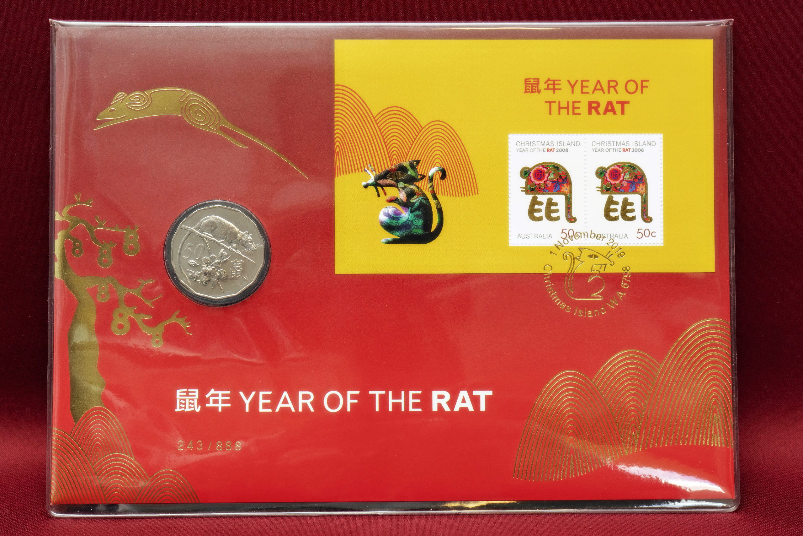 2020 Year of the Rat – 50c Limited Edition Gold Foil Oversized PNC